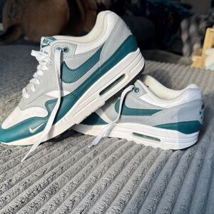 Nike Air White and Teal Low-Top Sneakers